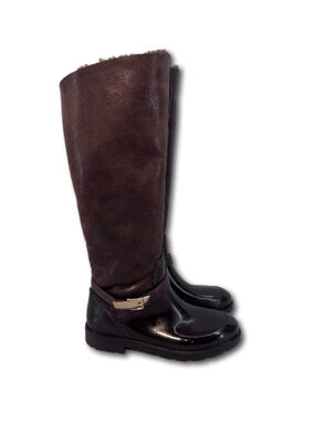 Bamboo Faux Fur Lined Rain Winter Boot Women's 7 Tall Brown Warm Fuzzy